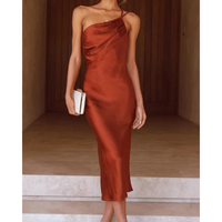 Sierra | Women's One Shoulder Satin Midi Evening Dress