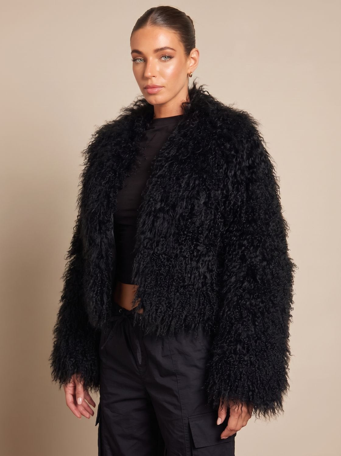 Leah | Women's Black Oversized Faux Fur Winter Coat