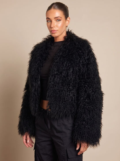Leah | Women's Black Oversized Faux Fur Winter Coat