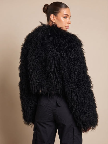 Leah | Women's Black Oversized Faux Fur Winter Coat