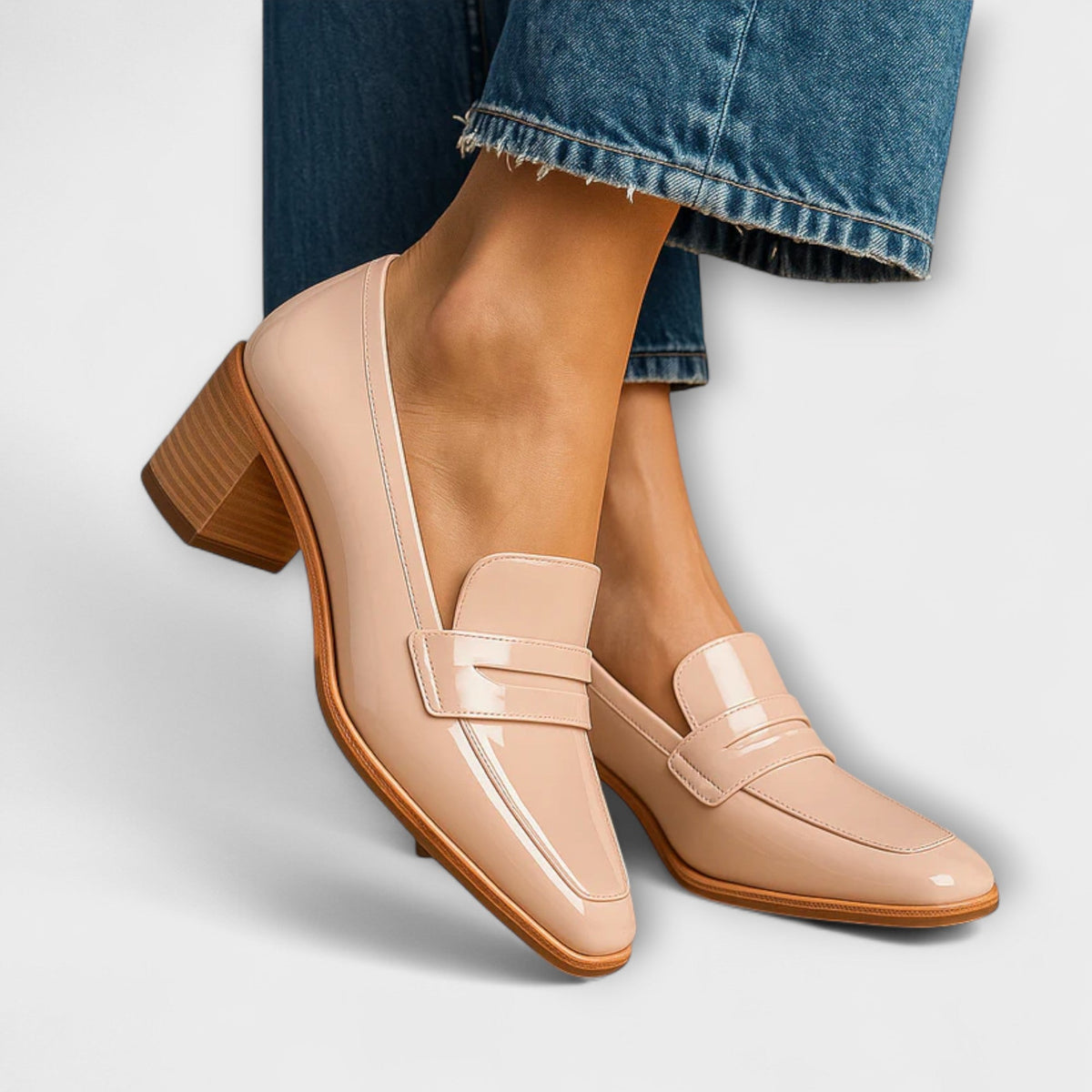 Lily | Women's Patent Block Heel Loafer Shoes