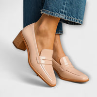 Lily | Women's Patent Block Heel Shiny Loafers
