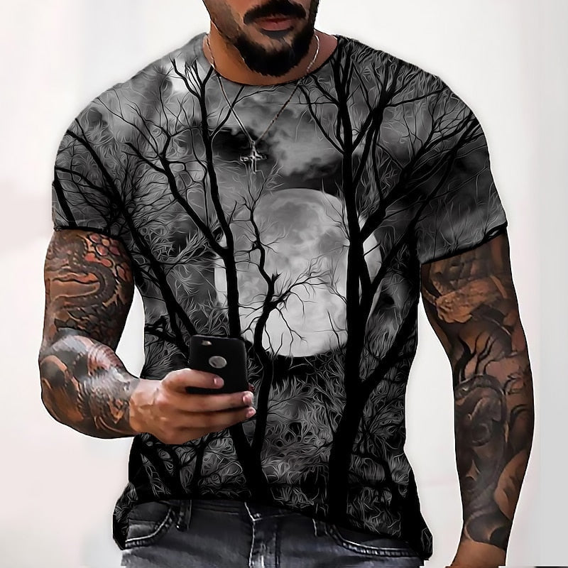 Adam | Men's Halloween Moon Graphic Crew Neck T-Shirt
