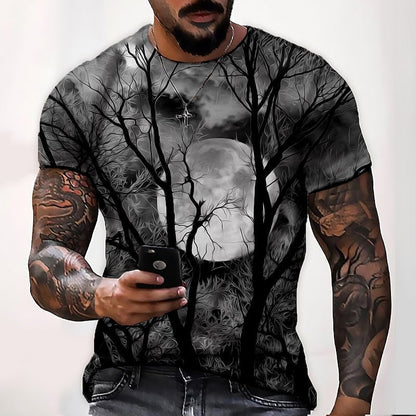 Adam | Men's Halloween Moon Graphic Crew Neck T-Shirt