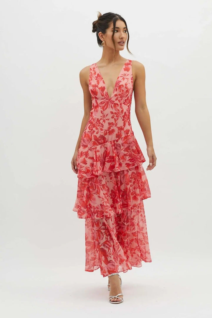 Carina | Women’s Elegant Tiered Summer Maxi Dress