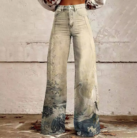 Maple | Women's High Waist Wide Leg Printed Jeans