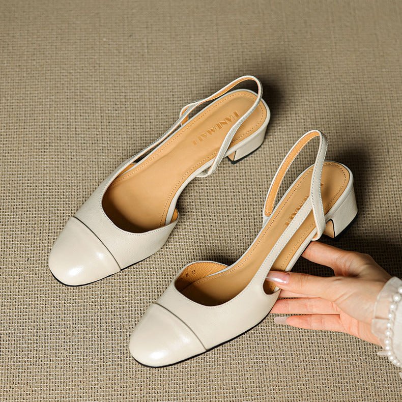 Maple | Women's Slingback Block-Heel Leather Shoes