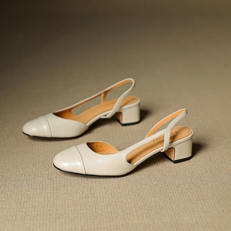 Maple | Women's Slingback Block-Heel Leather Shoes