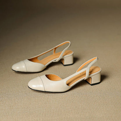 Maple | Women's Slingback Block-Heel Leather Shoes