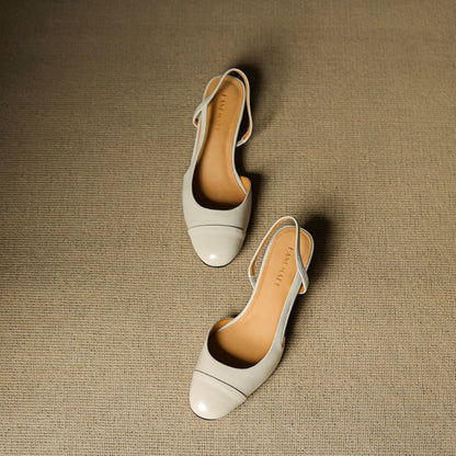 Maple | Women's Slingback Block-Heel Leather Shoes