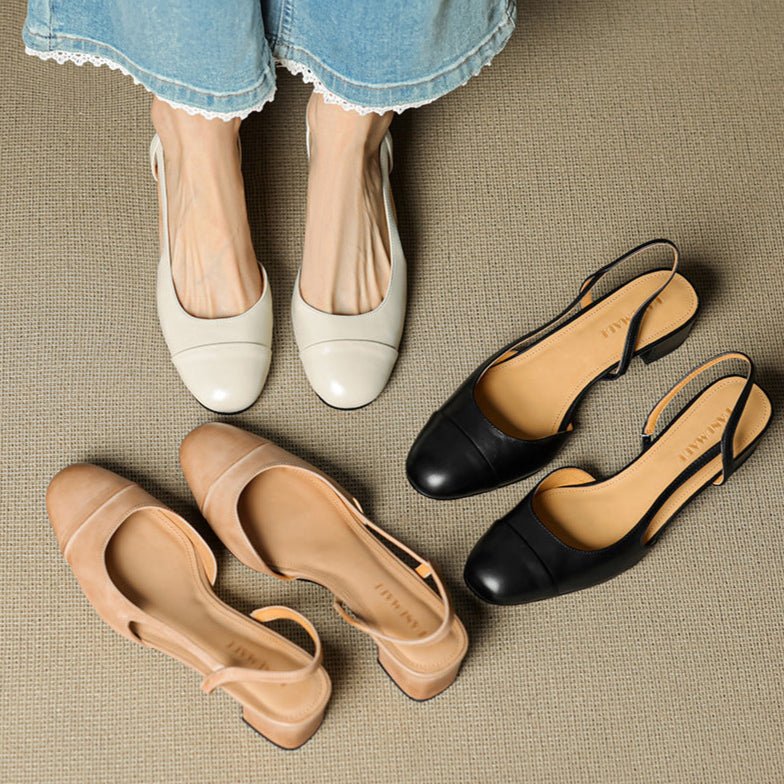 Maple | Women's Slingback Block-Heel Leather Shoes