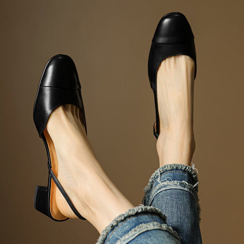 Maple | Women's Slingback Block-Heel Leather Shoes
