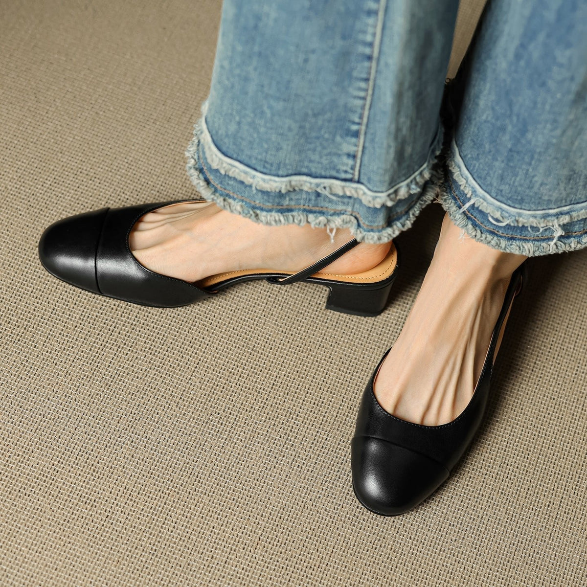 Maple | Women's Slingback Block-Heel Leather Shoes