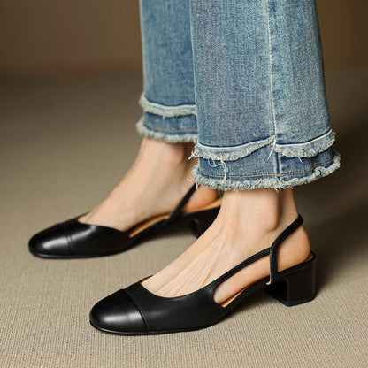 Maple | Women's Slingback Block-Heel Leather Shoes