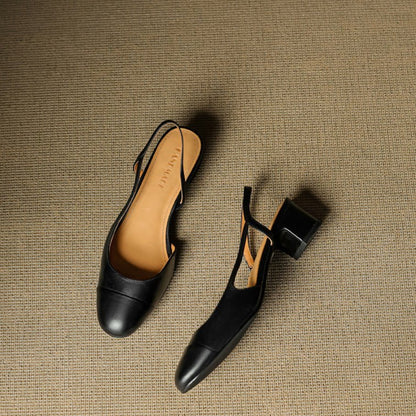 Maple | Women's Slingback Block-Heel Leather Shoes