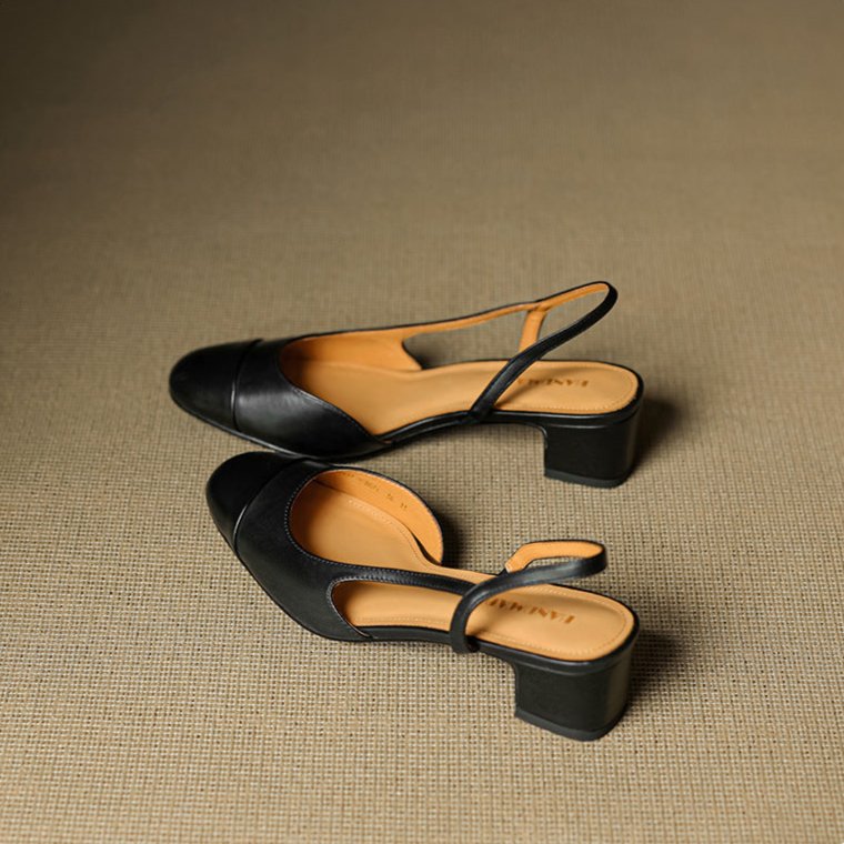 Maple | Women's Slingback Block-Heel Leather Shoes