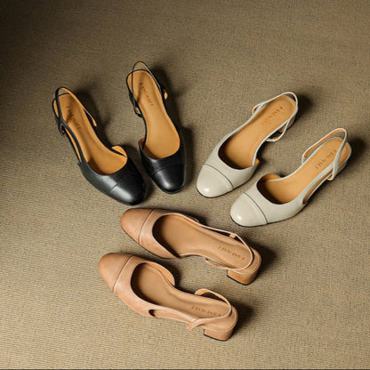 Maple | Women's Slingback Block-Heel Leather Shoes