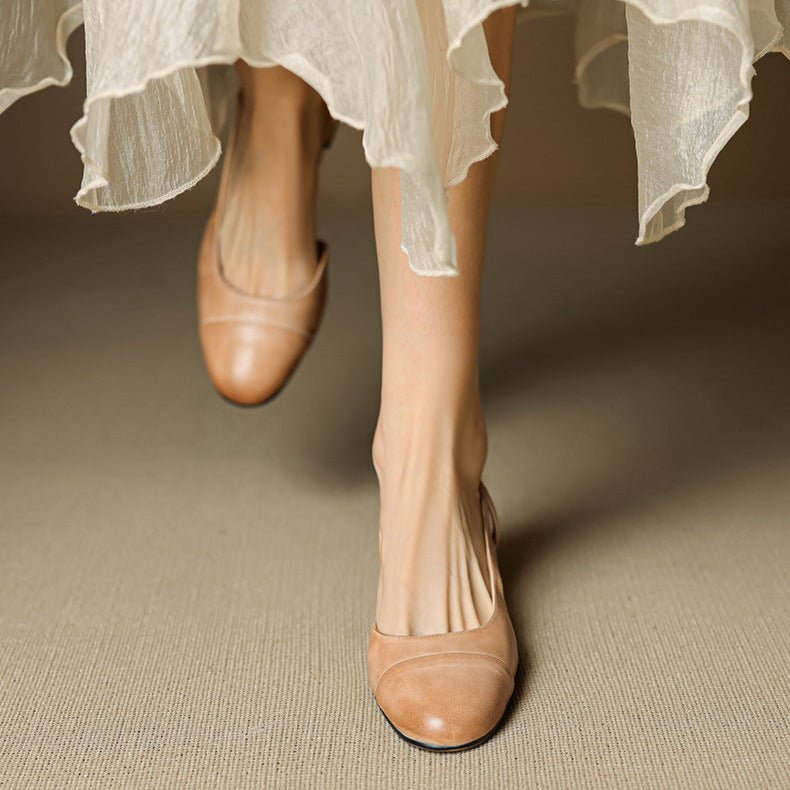 Maple | Women's Slingback Block-Heel Leather Shoes