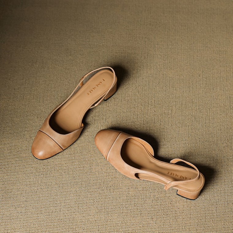 Maple | Women's Slingback Block-Heel Leather Shoes