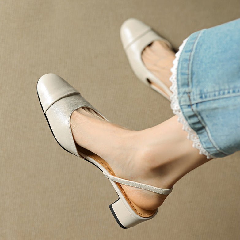 Maple | Women's Slingback Block-Heel Leather Shoes
