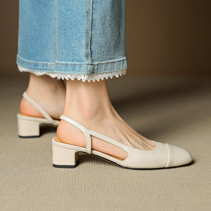 Maple | Women's Slingback Block-Heel Leather Shoes