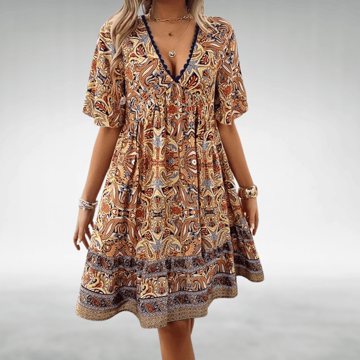 Ermira | Women’s Summer Boho V-Neck Midi Dress