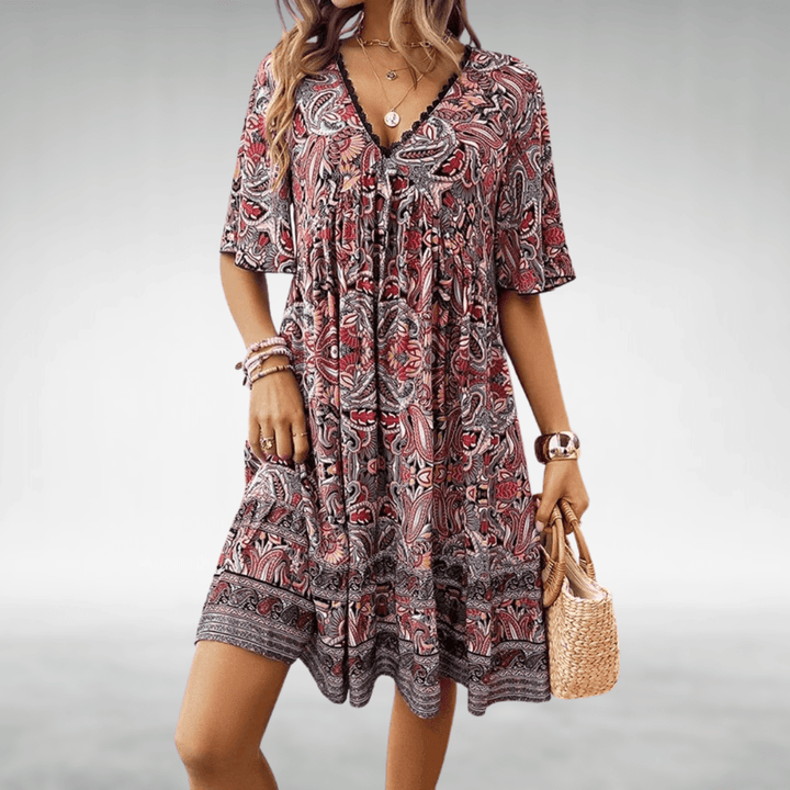 Ermira | Women’s Summer Boho V-Neck Midi Dress