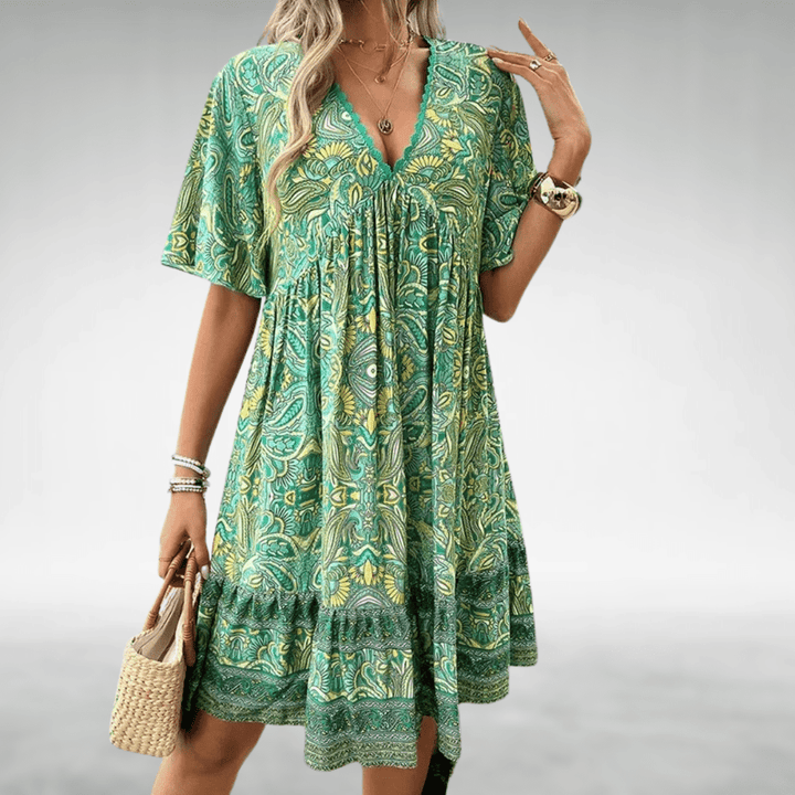 Ermira | Women’s Summer Boho V-Neck Midi Dress