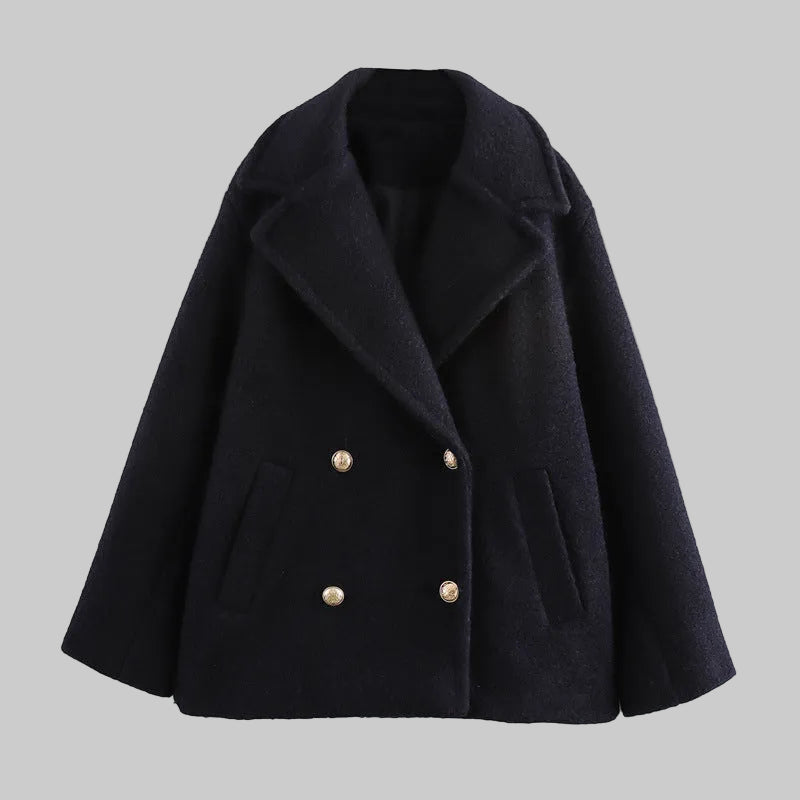 Meadow | Women's Double Breasted Wool Blend Pea Coat