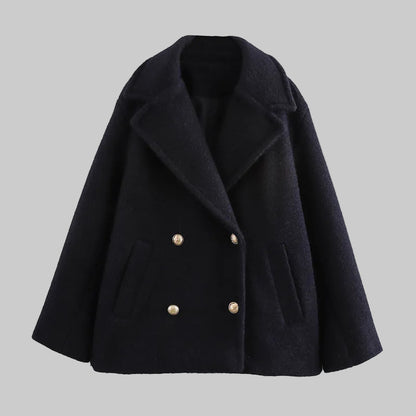 Meadow | Women's Double Breasted Wool Blend Pea Coat