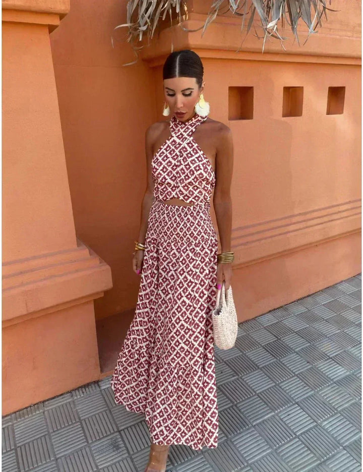 Lily | Women’s Printed Halterneck Wedding Guest Dress