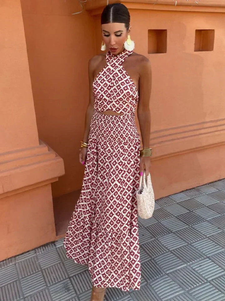 Lily | Women’s Printed Halterneck Wedding Guest Dress