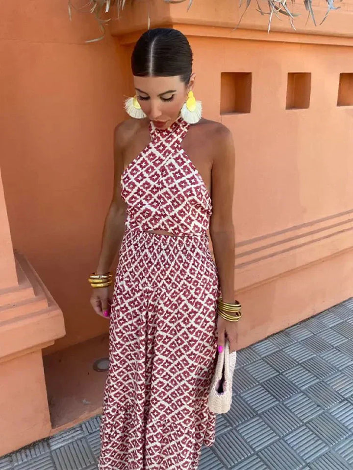 Lily | Women’s Printed Halterneck Wedding Guest Dress