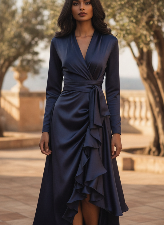 Millie | Women's Sophisticated Wrap Maxi Evening Dress