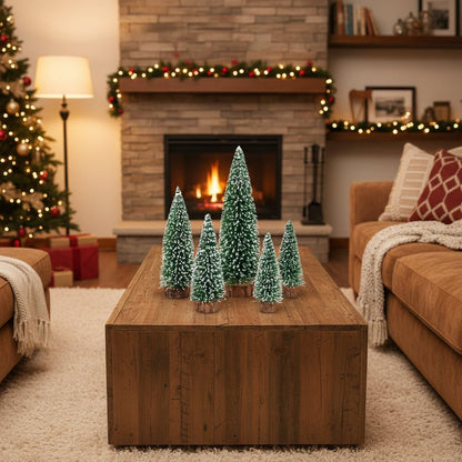 Mini Christmas Tree Snow-Flocked Set of 5