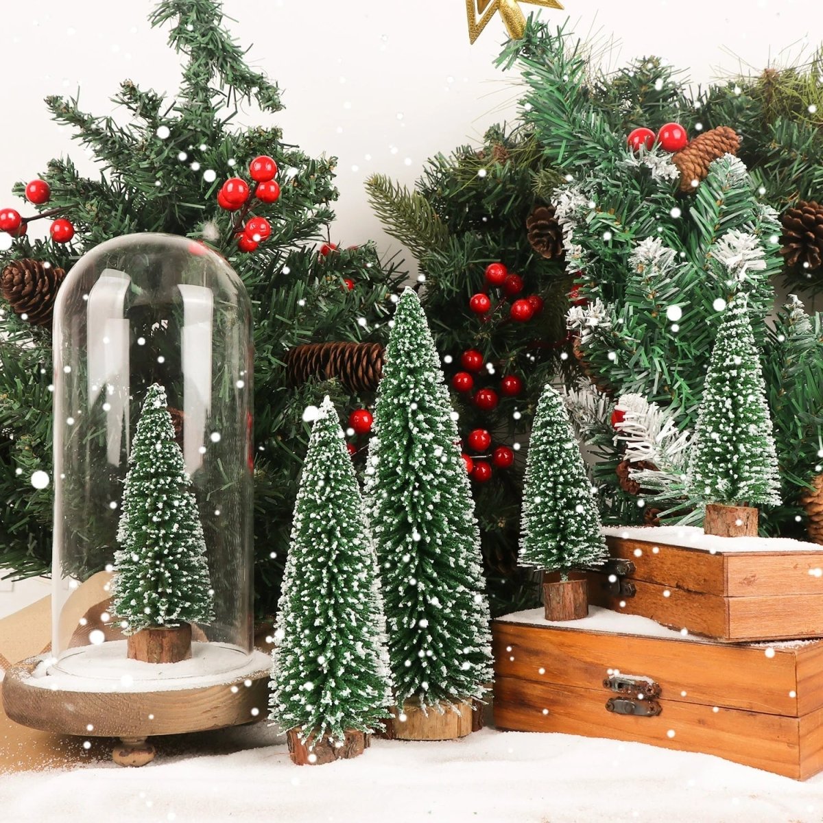 Mini Christmas Tree Snow-Flocked Set of 5
