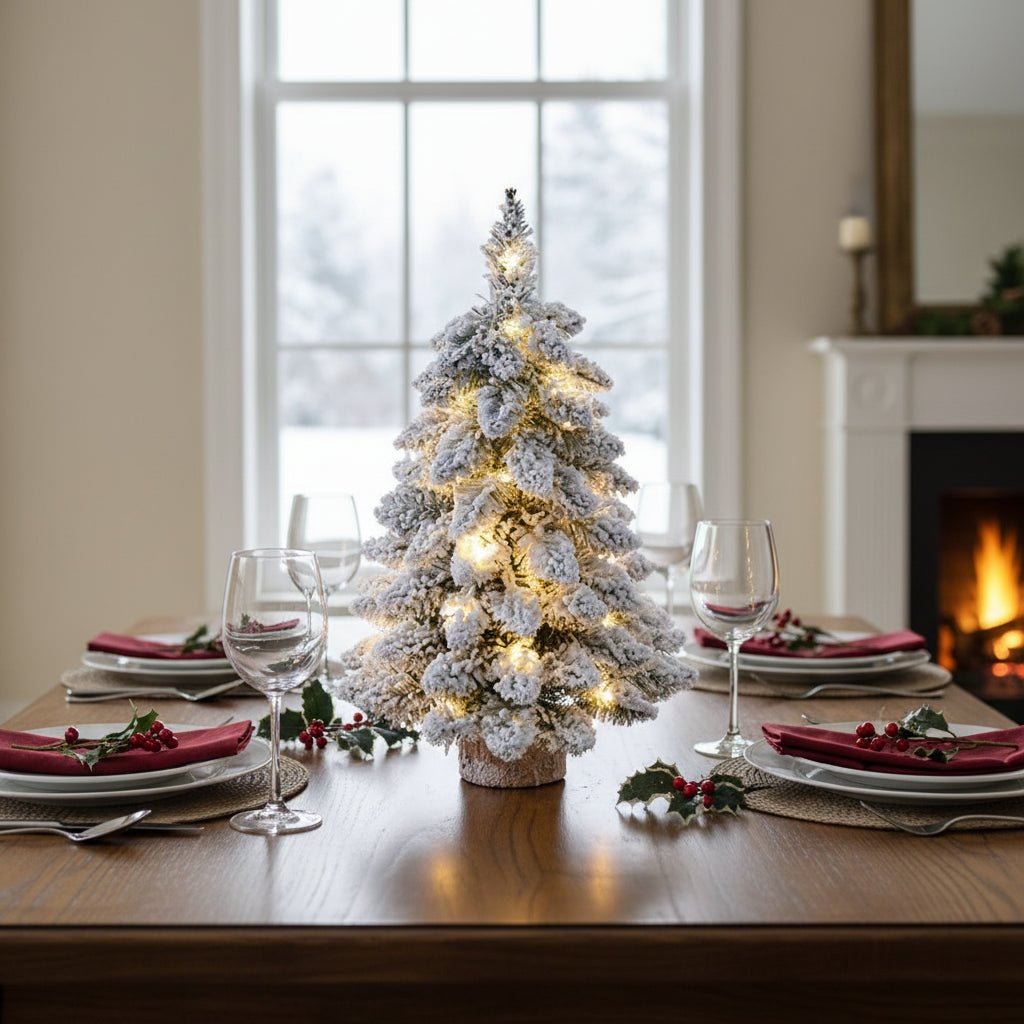Mini Christmas Tree with Frosted Snow Effect and LED Lights