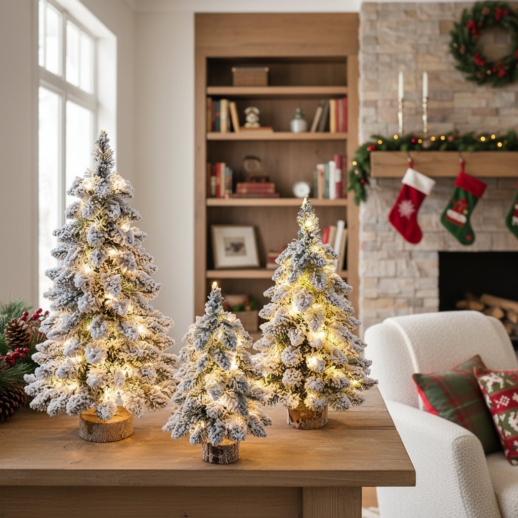 Mini Christmas Tree with Frosted Snow Effect and LED Lights