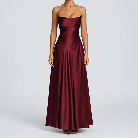 Olivia | Women's Satin Cowl Neck Maxi Dress