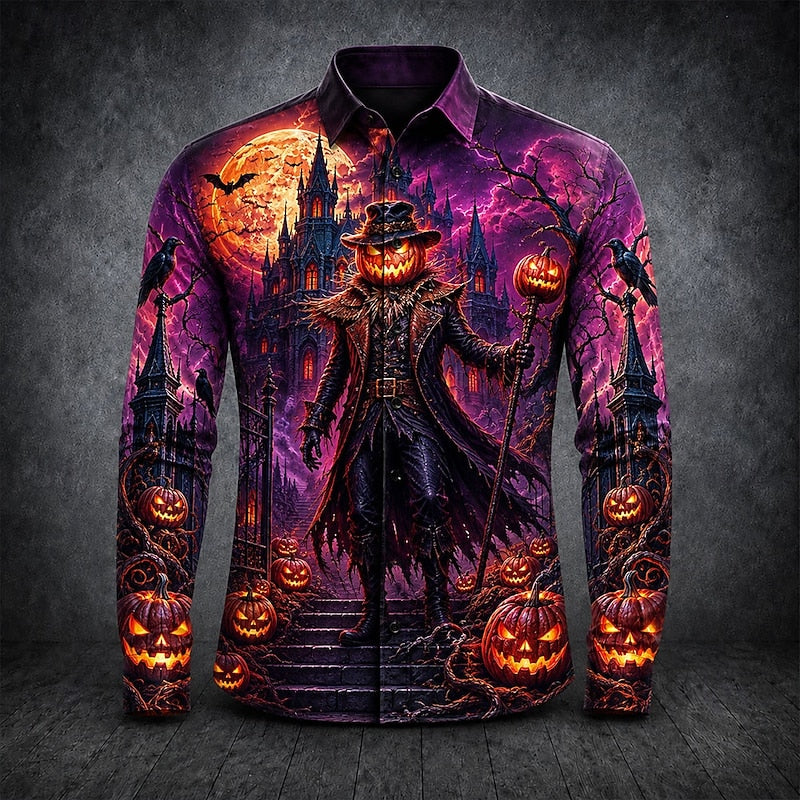 Carter | Men's Halloween Gothic Pumpkin Man Long-Sleeve Shirt