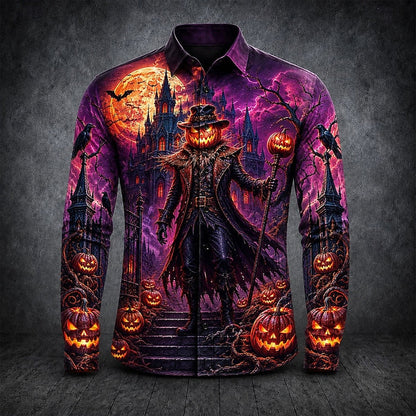 Carter | Men's Halloween Gothic Pumpkin Man Long-Sleeve Shirt