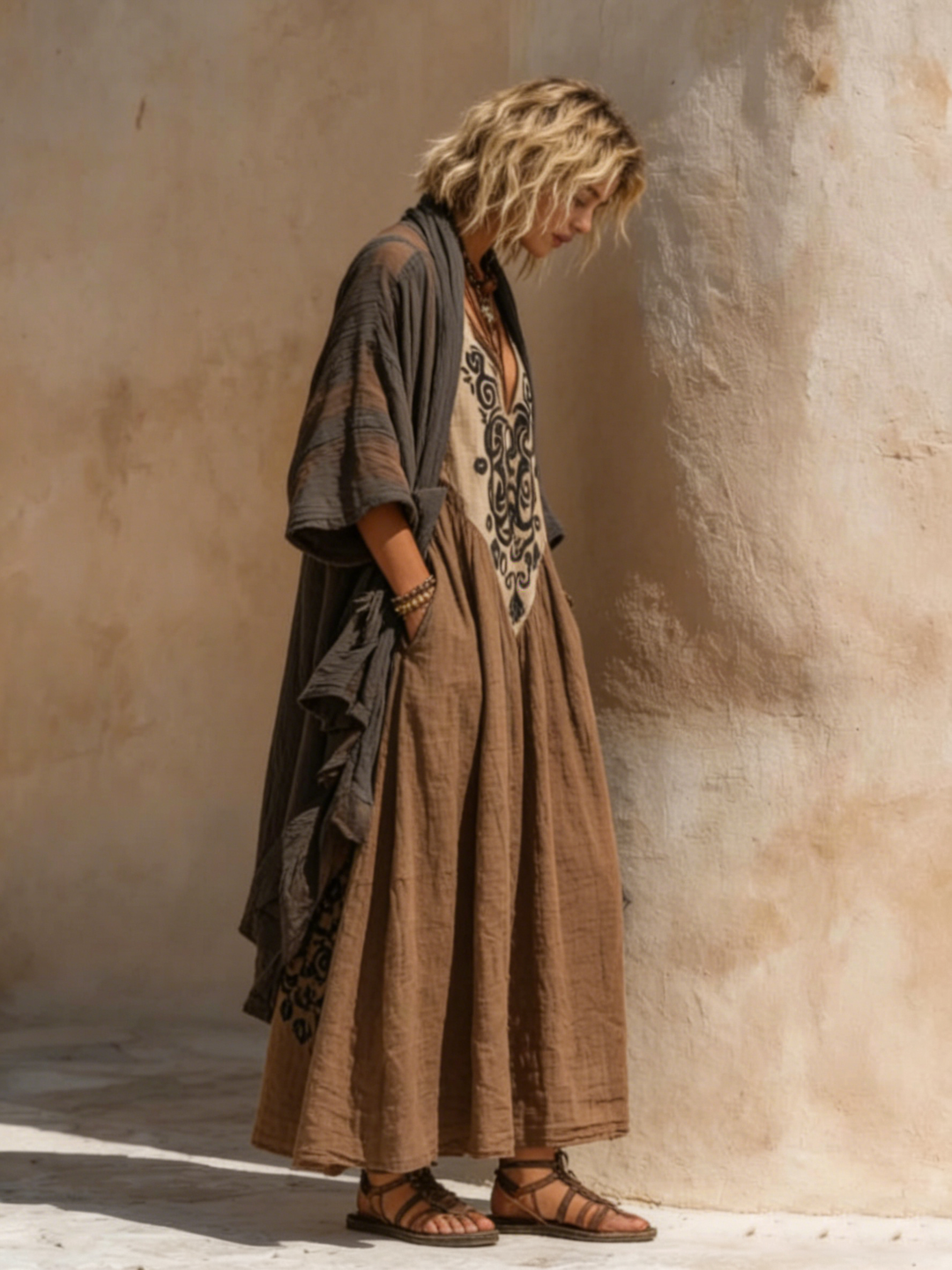 Ivory | Women’s Overlay Two-Piece Bohemian Maxi Dress