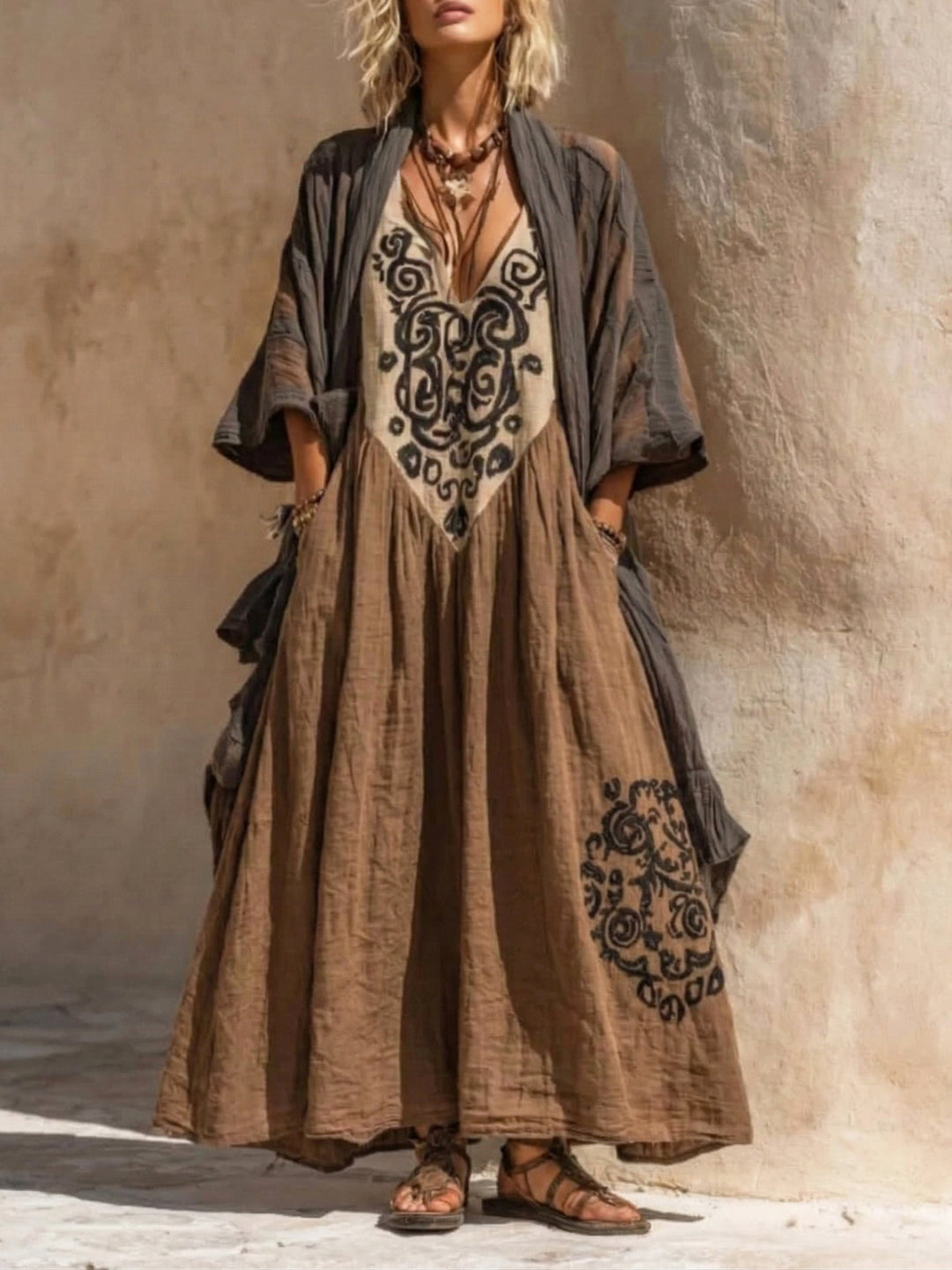 Ivory | Women’s Overlay Two-Piece Bohemian Maxi Dress