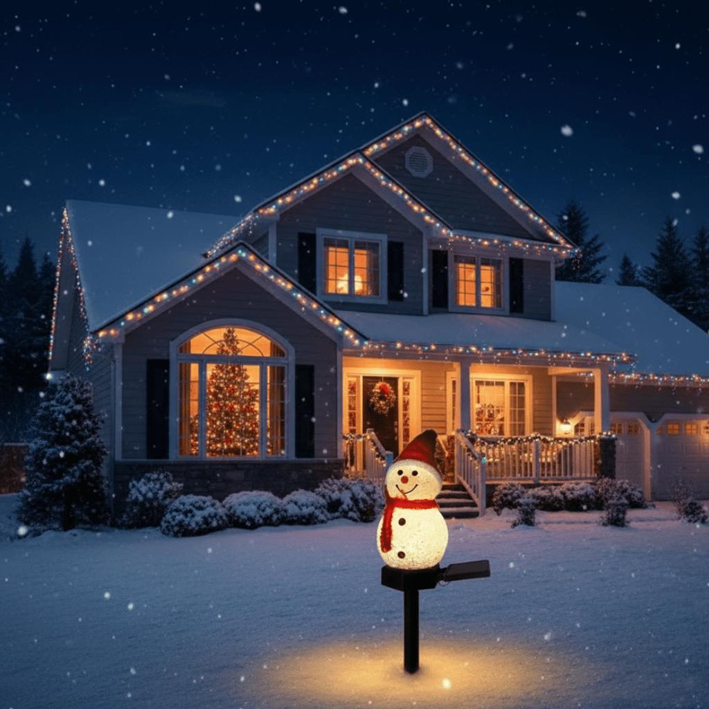 Outdoor Christmas Lights Solar Snowman Stake Lights