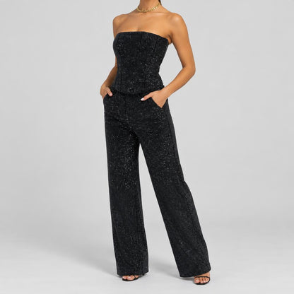 Patricia | Women's Strapless High Waist Sequin Trousers