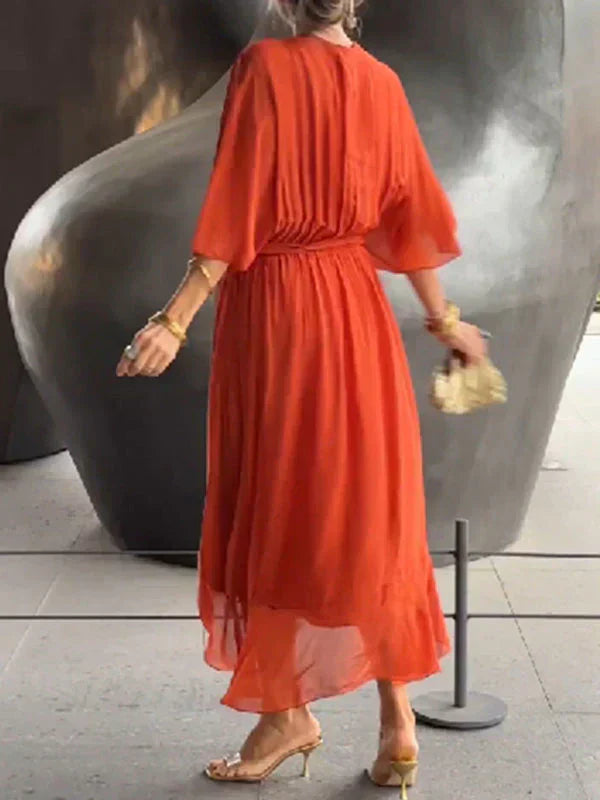 Eartha | Women’s Wrap V Neck Summer Maxi Dress