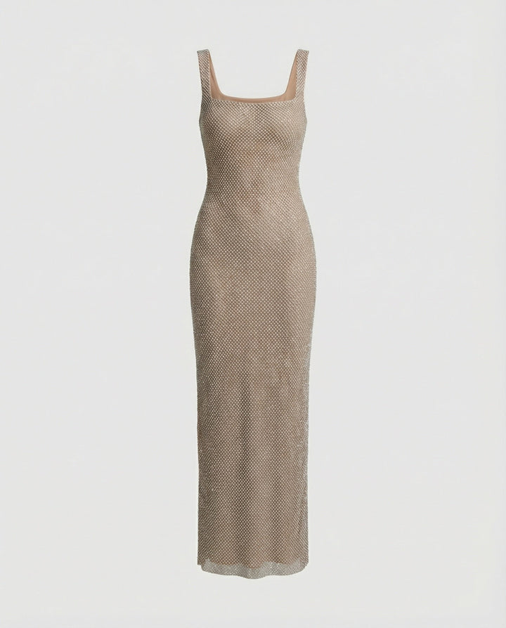 Malina | Women’s Elegant Square Neck Glitter Maxi dress