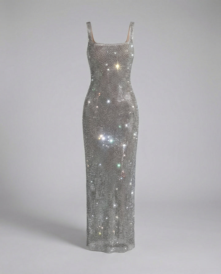 Malina | Women’s Elegant Square Neck Glitter Maxi dress