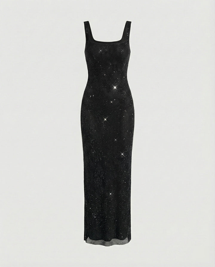 Malina | Women’s Elegant Square Neck Glitter Maxi dress