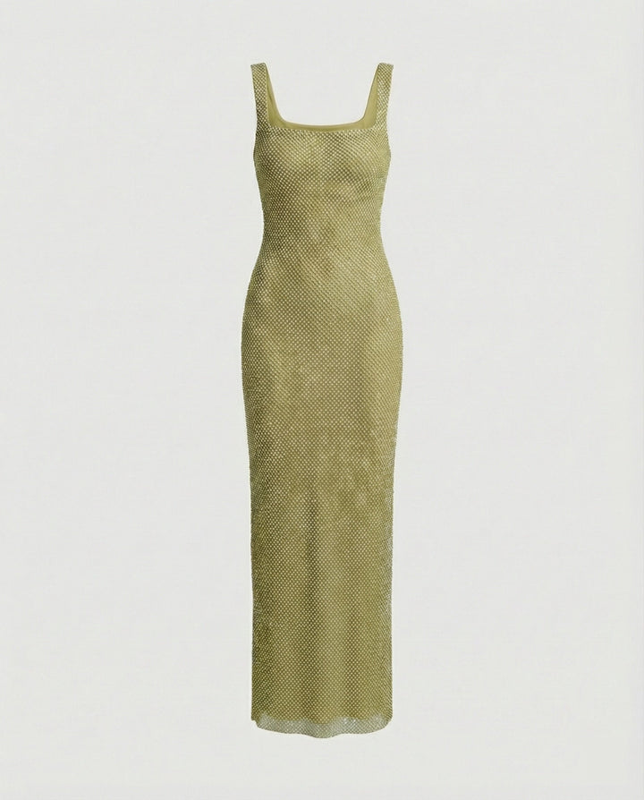 Malina | Women’s Elegant Square Neck Glitter Maxi dress